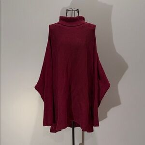 Purple Turtleneck Poncho Style Sweater